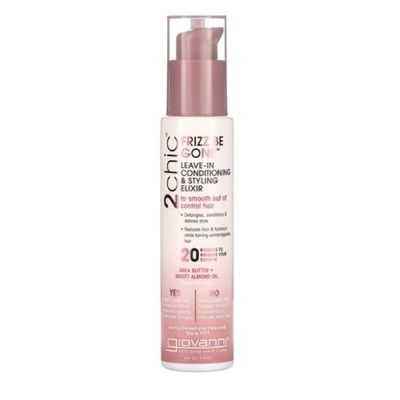 GIOVANNI 2chic Leave-In Conditioning Styling Elixir - Anti-Frizz Natural Hair Smoothing Formula with Shea Butter &amp; Sweet Almond Oil, Macadamia, Detangler, Paraben Free, Color Safe Conditioner - 4 oz