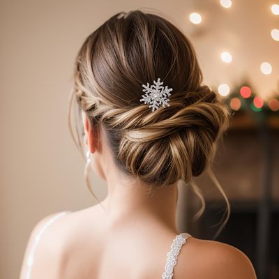EVER FAITH Winter Snowflake Hair Side Comb Clear Austrian Crystal Silver-Tone