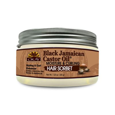 Okay Black Jamaican Castor Oil Moisture &amp; Curling Hair Sorbet, White, 7.25 Oz