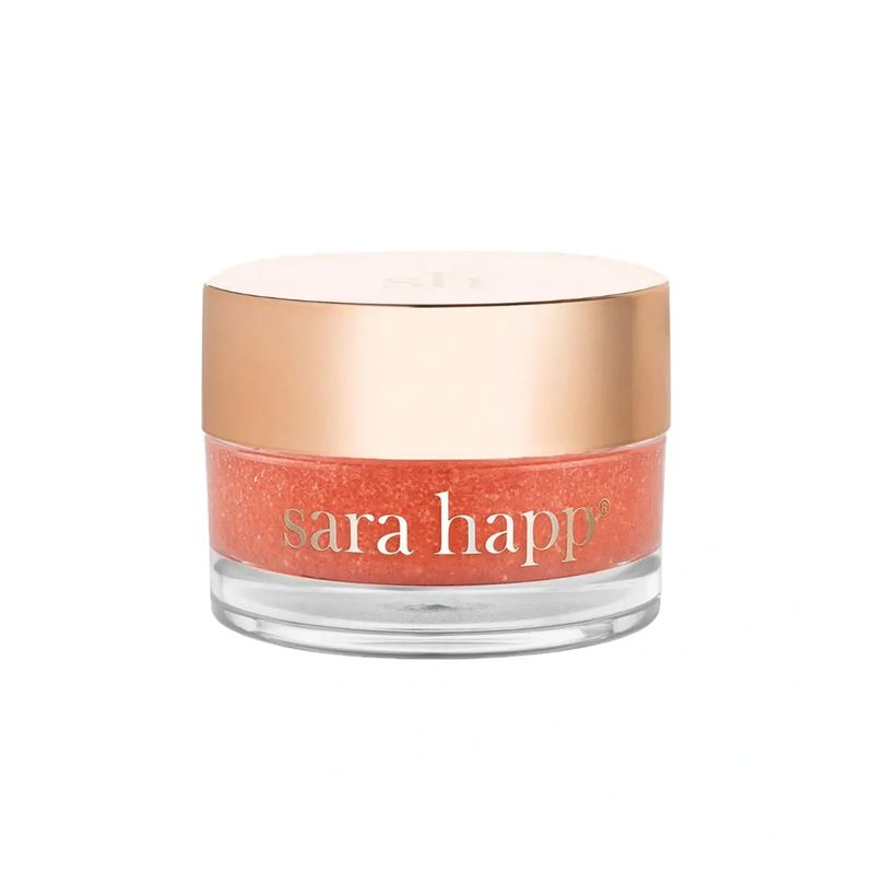 Sara Happ The Lip Scrub: Sparkling Peach Sugar Scrub for Dry Lips - Gently Exfoliate, Polish, and Revitalize Lips with Vitamin E and Jojoba &amp; Grape Oils, Vegan, 0.5 oz.