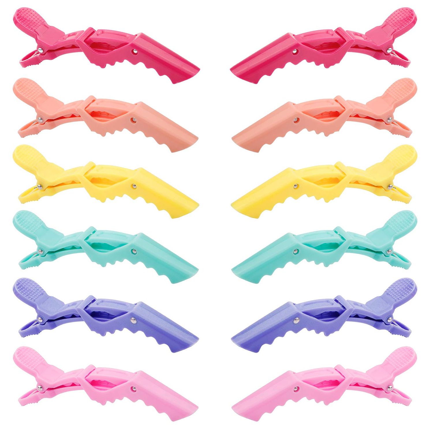 GLAMFIELDS 12 pcs Alligator Hair Clips for Styling Sectioning, Non-slip Grip Clips for Hair Cutting, Durable Women Professional Plastic Salon Hairclip with Wide Teeth &amp; Double-Hinged Design