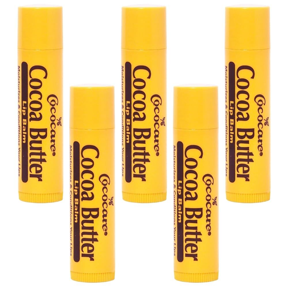 Cococare Cocoa Butter Lip Balm - The Little Yellow Stick Enriched with Natural Cocoa Butter - Conditions &amp; Protects Lips with Hydrating Formula - 0.15oz (Pack of 5)