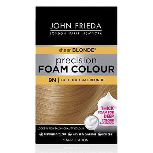 John Frieda Blonde Permanent Precision Foam Hair Color, Blonde Hair Dye, 9N Light Natural Blonde Hair Color Kit, 1 Application