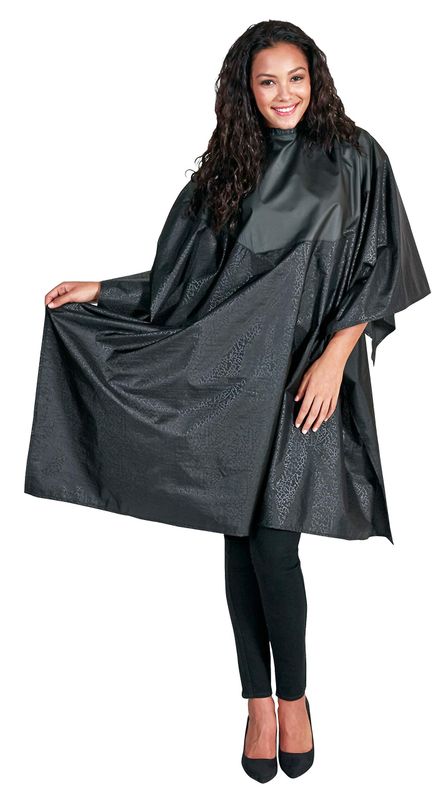 Betty Dain Multi Purpose Coloring/Styling Cape with Chemical-proof Panel, Lightweight Chemical Resistant Nylon, Chemical Proof Panel, Snap Closure, 54 x 60 inches, Black