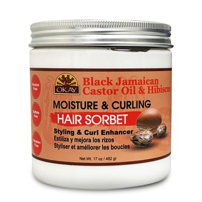 OKAY BLACK JAMIACAN CASTOR OIL MOISTURE and CURLING HAIR SORBET 17.oz / 482 gr.