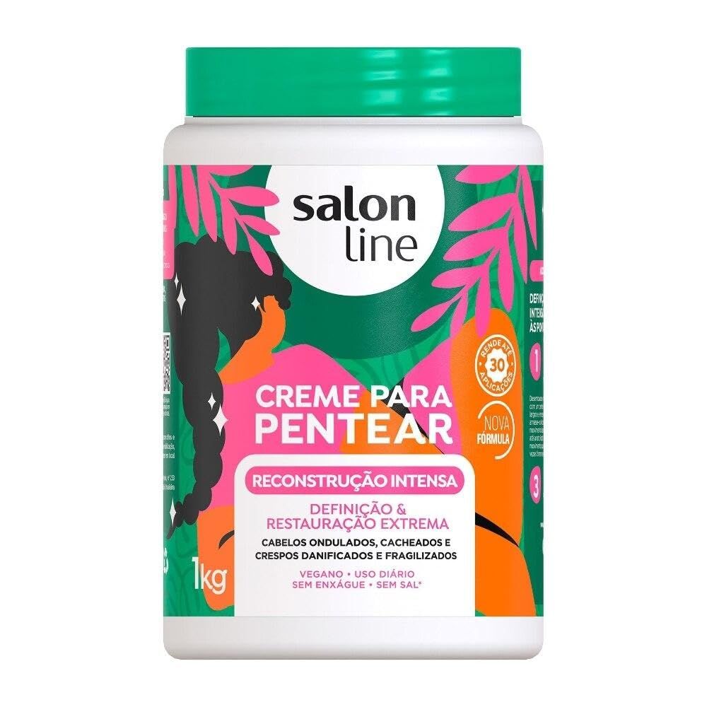 Salon Line - Linha Creme para Pentear - Reconstrucao Intensa 1000 Gr - (Combing Cream - Intense Reconstruction Net 35.27 Oz)