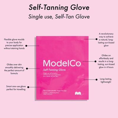 ModelCo Self-Tanning Glove - Long-Lasting, Lightweight, Sun-Kissed Glow - Glides Over Skin Smoothly, Delivering The Perfect Amount Of Formula - Smart One-Use Glove Perfect For Travelling - 1 Pc Mitt