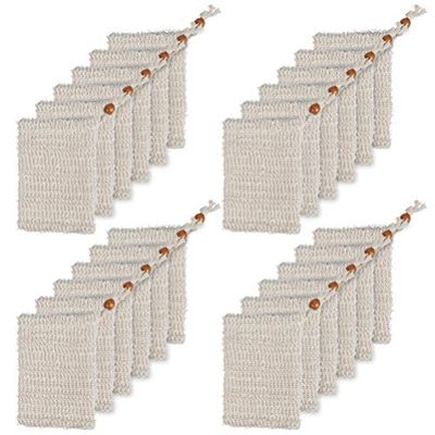 BUYGOO 30 Pack Soap Exfoliating Bag, Natural Soap Saver Hand Made Sisal Mesh Soap Bag Bar Soap Bag with Drawstring for Bath &amp; Shower Use