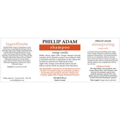 Phillip Adam Orange Vanilla Shampoo and Conditioner Set for All Types of Hair - Apple Cider Vinegar Formula - Enhance Shine and Restore Smoothness - 12 Ounce Each