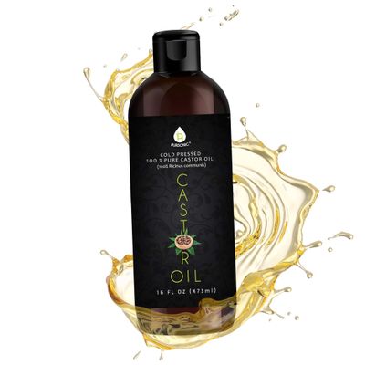 Pursonic Castor Oil (16oz) Cold-Pressed, 100% Pure, Hexane-Free Castor Oil-Moisturizing &amp; Healing, For Dry Skin, Hair Growth - For Skin, Hair Care, Eyelashes