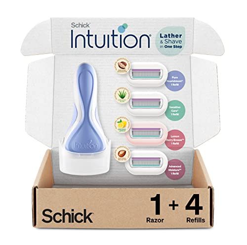 INTUITION Schick Razors for Women Variety Pack with 1 Razor Handle &amp; 4 Intuition Razor Blades Refill | Shaving Kit Women, Girls Shaving Kit Beginners, Razor Gift Set for Women, Razor Starter Kit