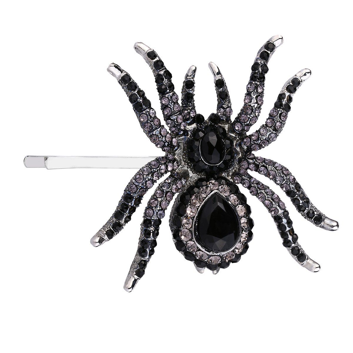 EVER FAITH Women&#39;s Austrian Crystal Gorgeous Spider Hair Clip Black Silver-Tone