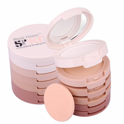 FantasyDay 5 Colors Long-Lasting Lightweight Multi-layer Matte Loose Setting Powder Pressed Face Makeup Concealing Shading Powder Foundation for All Skin Tones, Minimizes Fine Lines &amp; Imperfections