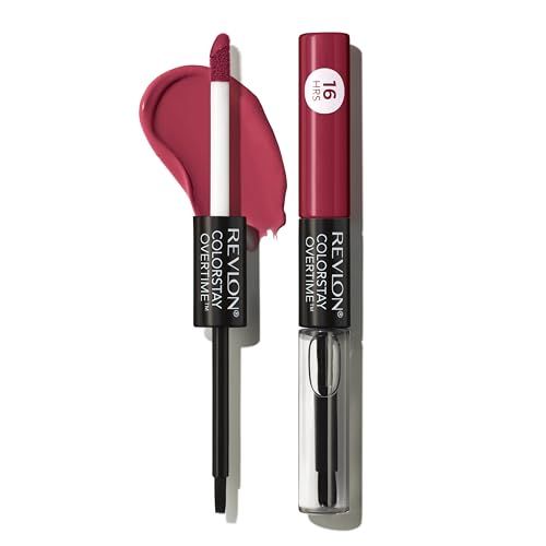 Revlon Liquid Lipstick with Clear Lip Gloss, ColorStay Overtime Lipcolor, Dual Ended with Vitamin E, 280 Stay Currant, 0.07 Fl Oz