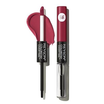 Revlon Liquid Lipstick with Clear Lip Gloss, ColorStay Overtime Lipcolor, Dual Ended with Vitamin E, 280 Stay Currant, 0.07 Fl Oz