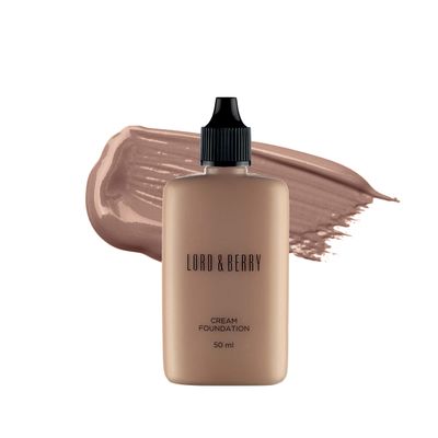 Lord &amp; Berry CREAM FOUNDATION Makeup Long Lasting Full Coverage Lightweight Liquid Foundation Contains Antioxidants, Moisturizers, UVA-UVB Filters &amp; Anti-Pollution Extracts, Sand, 1.69 Fl oz