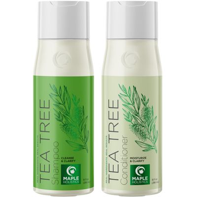 Tea Tree Shampoo and Conditioner Set - Sulfate Free Clarifying Shampoo and Conditioner for Oily Hair &amp; Scalp Care with Cleansing Tea Tree Oil - Complete Oily and Dry Scalp Treatment for Build Up