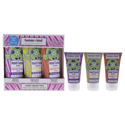 Human+Kind Moisturizing Hand Cream Trio - Three Scented Hydrating Creams with Avocado Oil and Shea Butter - Intense, Fast Absorbing Moisturizer for Smooth Skin - For Dry, Cracked Skin Relief - 3 pc
