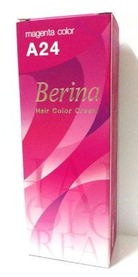 Berina Permanent Hair Dye Color Cream # A24 Magenta Made in Thailand by Capushino