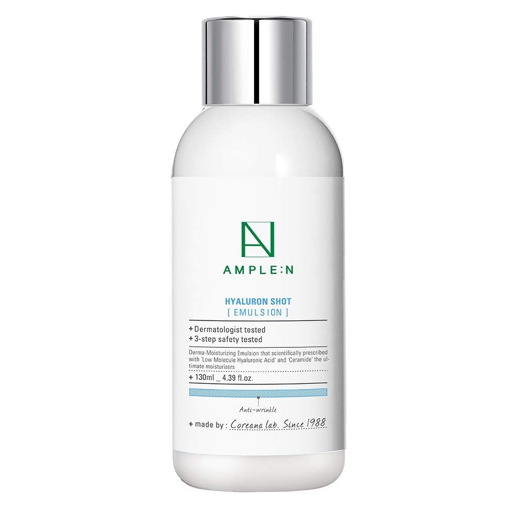 CORANA AMPLE:N Hyaluron Shot Emulsion - Hyaluronic Acid Moisturizing Face Emulsion - Deep Nourishment and Strengthening Skin Barrier - Face Lotion to Smoothen Skin Texture, 4.39 fl.oz.