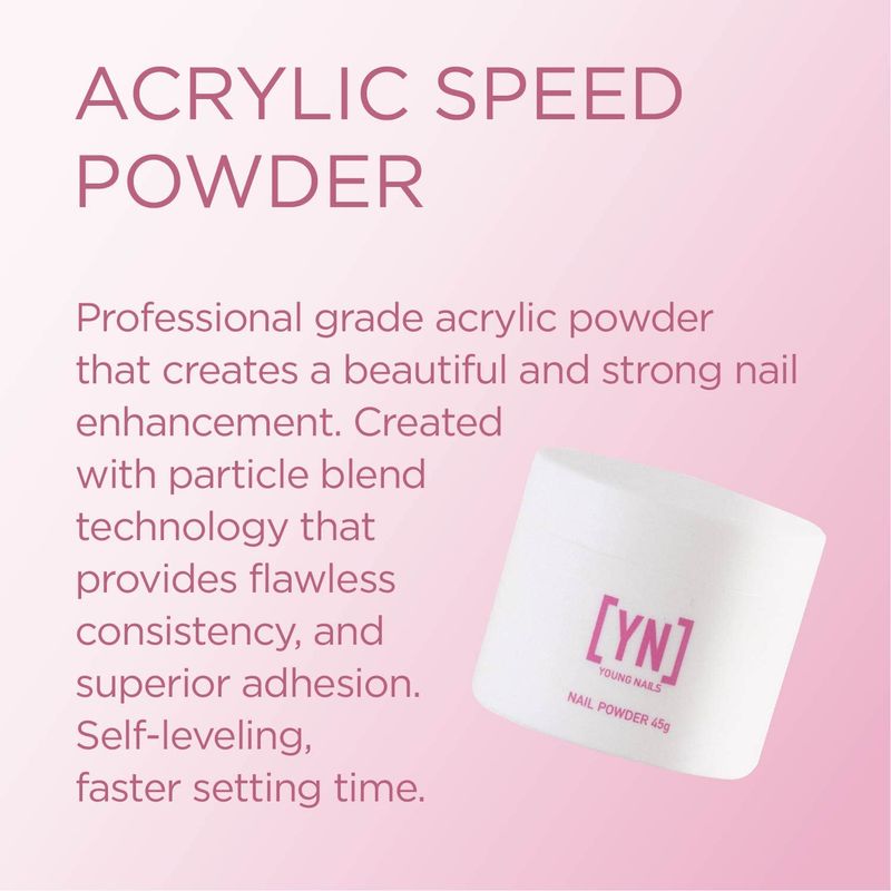 Young Nails Acrylic Speed Powder, White, 45 Gram
