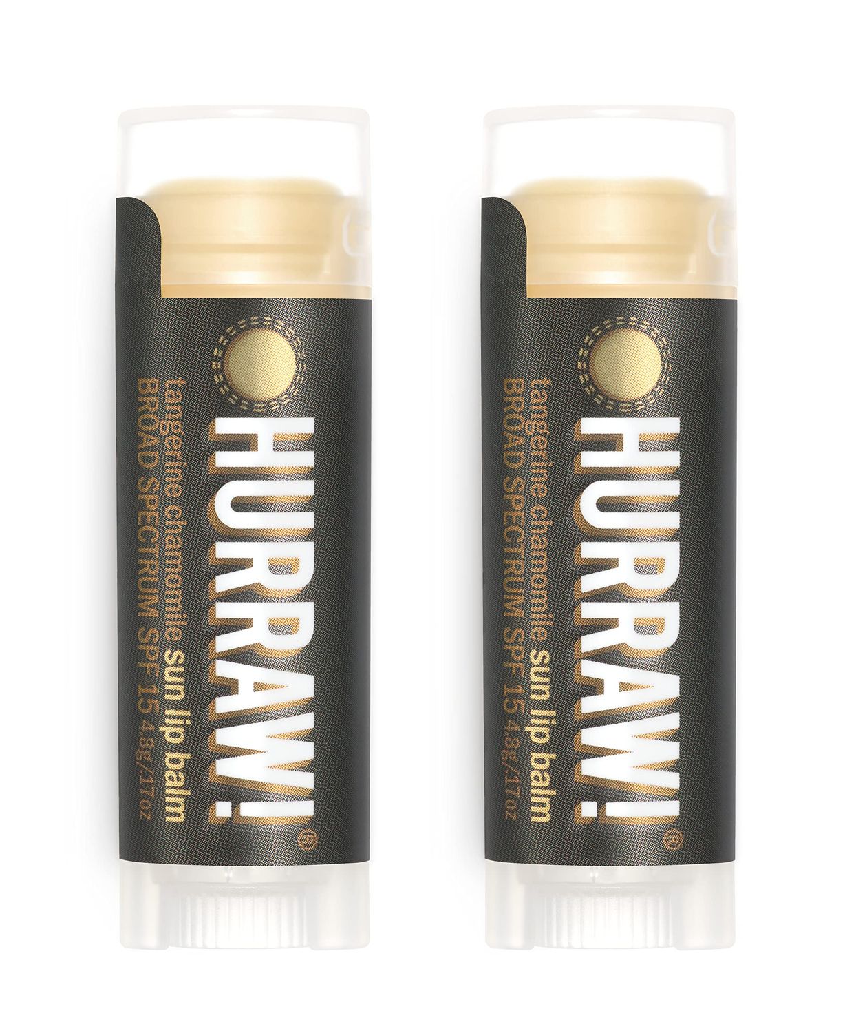 Hurraw! Sun Lip Balm (Zinc Oxide Protection, Broad Spectrum SPF 15, Tangerine, Chamomile), 2 Pack: Organic, Certified Vegan, Gluten Free. Non-GMO, All-Natural. Bee, Shea, Soy &amp; Palm Free. Made in USA