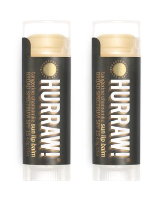 Hurraw! Sun Lip Balm (Zinc Oxide Protection, Broad Spectrum SPF 15, Tangerine, Chamomile), 2 Pack: Organic, Certified Vegan, Gluten Free. Non-GMO, All-Natural. Bee, Shea, Soy &amp; Palm Free. Made in USA