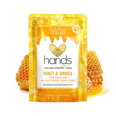ToGoSpa Hydrating &amp; Moisturizing Hand Mask, Collagen Gel Hand Spa Treatment for Dry Hands, Softens and Heals (Honey + Arnica)