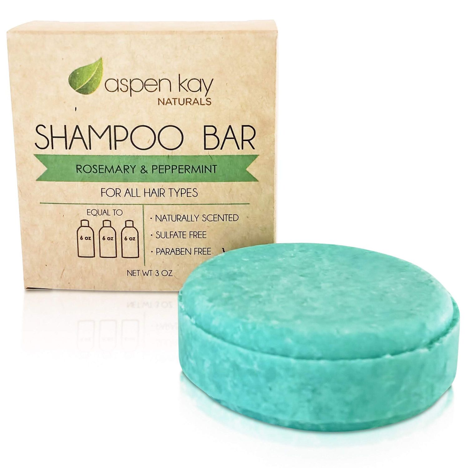 Solid Shampoo Bar, Made With Natural &amp; Organic Ingredients, Sulfate-Free, Cruelty-Free &amp; Vegan 3 Ounce Bar (Rosemary &amp; Peppermint)