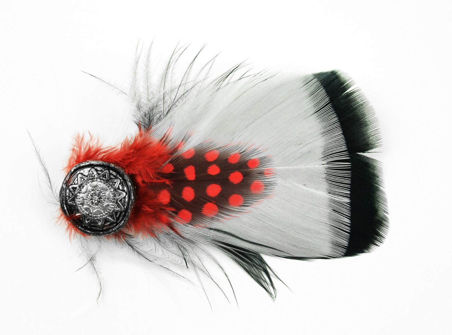 Hat Dcor Embellishment, 12705 Turkey/Guinea Feather Hat Decor Pin