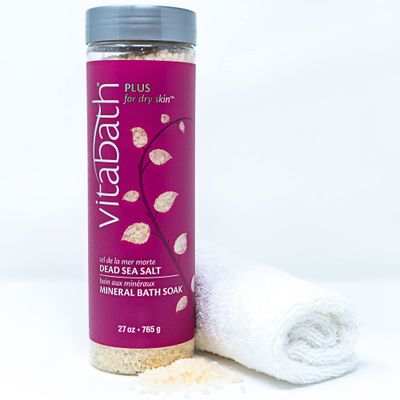 Vitabath Plus for Dry Skin Mineral Bath Soak Reviving Muscle Recovery, Soreness, Tension Relaxing Dead Sea Salts &amp; Skin Nourishing Botanical Oils for Women &amp; Men - Cruelty-Free - 27 oz
