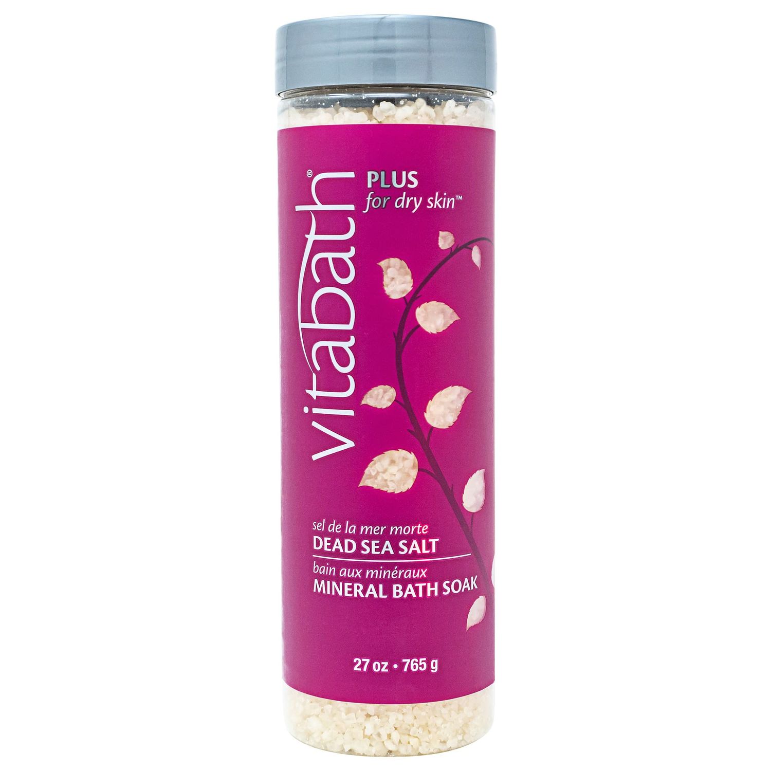 Vitabath Plus for Dry Skin Mineral Bath Soak Reviving Muscle Recovery, Soreness, Tension Relaxing Dead Sea Salts &amp; Skin Nourishing Botanical Oils for Women &amp; Men - Cruelty-Free - 27 oz