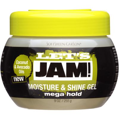 SoftSheen-Carson Let&#39;s Jam! Shining and Conditioning Gel by Dark and Lovely, Mega Hold, for all Hair Types, with Coconut Oil and Avocado Oil, No Parabens, No Mineral Oil, 9 oz