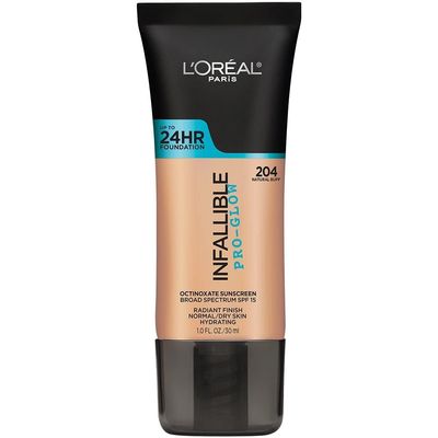 LOral Paris Makeup Infallible Up to 24HR Pro-Glow Foundation, Natural Buff, 1 fl oz.