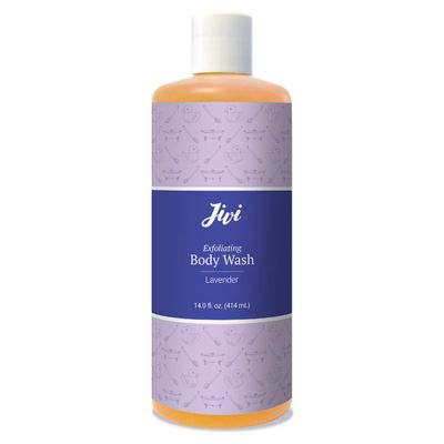 Jivi Exfoliating Body Wash (Lavender) | Gentle, Sulfate-Free Body Wash for Daily Use | 100% Natural with Organic Ingredients | Made for All Skin Types | 14 fl. oz.