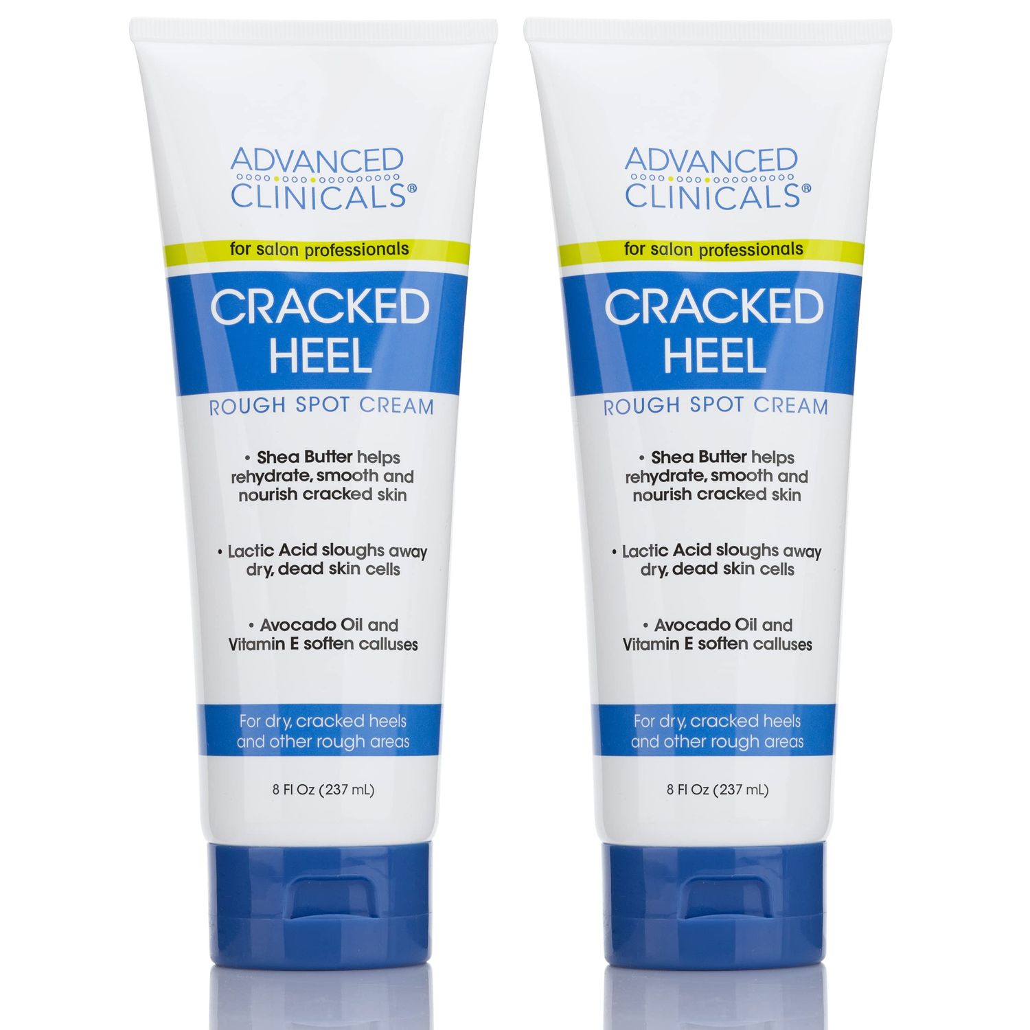 Advanced Clinicals Cracked Heel Foot Cream Moisturizer Skin Care Lotion For Feet W/Shea Butter, Moisturizing Foot/Hand Lotion Helps Heal Cracked Skin, Rough Spots, Calluses, &amp; Dry Skin, 2-Pack
