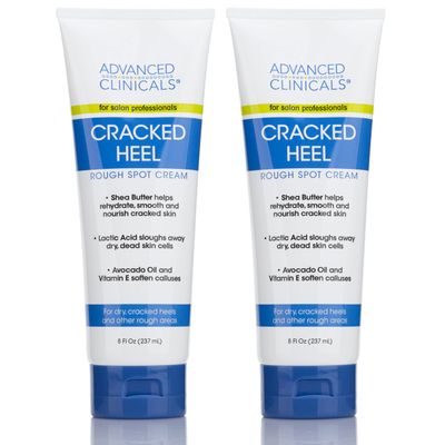 Advanced Clinicals Cracked Heel Foot Cream Moisturizer Skin Care Lotion For Feet W/Shea Butter, Moisturizing Foot/Hand Lotion Helps Heal Cracked Skin, Rough Spots, Calluses, &amp; Dry Skin, 2-Pack