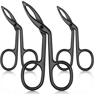 Hicarer 3 Pcs Eyebrow Tweezers Scissor Handle Straight Tip Scissor Shaped Eyebrows Tweezers for Hair Plucker Remover Facial Hair Eyebrows Care Wig Plucking for Women men (Black Plated)