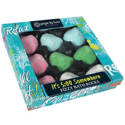 Ginger Lily Farm&#39;s Botanicals It&#39;s 5:00 Somewhere, Fizzy Bath Rocks Gift Set, One Ounce Each, Lily, 9 Count