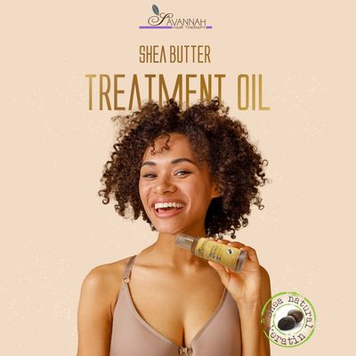 Savannah Hair Therapy Hair Oil with Shea Butter for Frizzy, Dry &amp; Damaged Hair, Hydrating Keratin Treatment Oil, 1.69oz/50ml