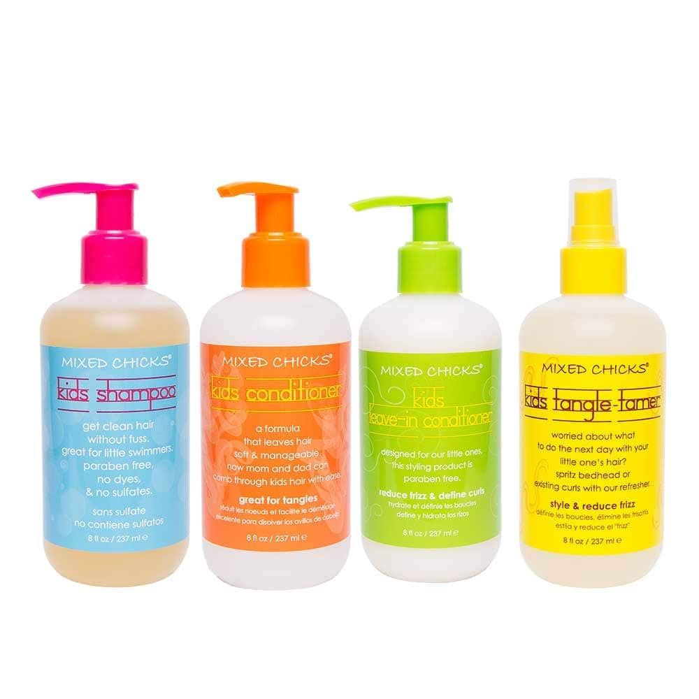 Mixed Chicks Kid&#39;s Quad Pack - Shampoo, Conditioner, Leave-in Conditioner, Tangle-Tamer, 8 fl.oz (Pack of 4)