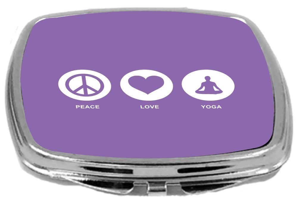 Rikki Knight Peace Love Yoga Design Compact Mirror, Violet, 2 Ounce