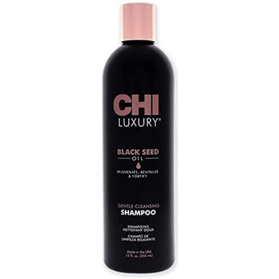 CHI Luxury Black Seed Oil Gentle Cleansing Shampoo, Adds Hair Volume &amp; Body, Strengthens &amp; Removes Impurities, Sulfate, Paraben, &amp; Cruelty-Free, 12 Oz