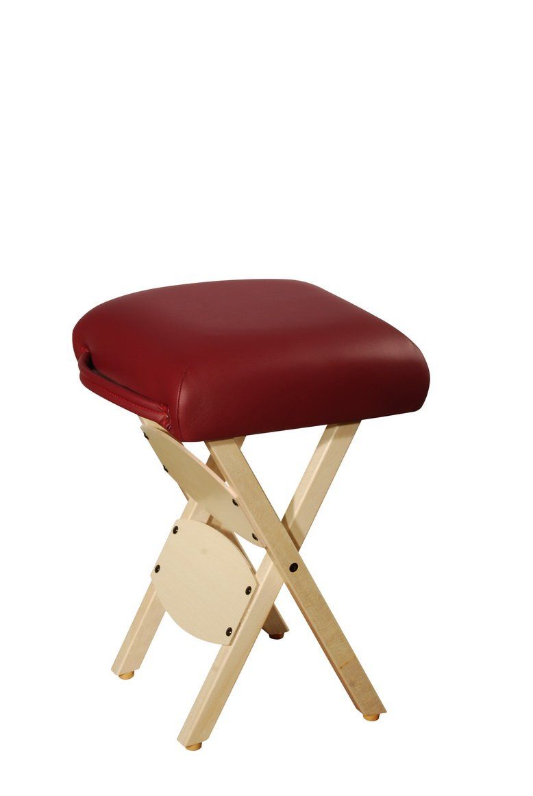 Master Massage Tables Lightweight Wooden Handy Folding Massage Stool, Burgundy