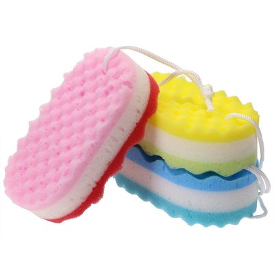 Tupalizy 3PCS Assorted Colors Soft Bath Sponge Body Scrubber for Bathing Exfoliating Shower Sponge for Women Men Family Cleaning Scrubbing Washing Foam Sponge Large with Robe for Hanging Bathroom