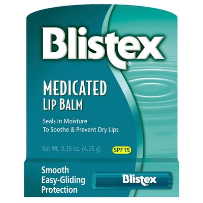 Blistex Medicated Lip Balm, 0.15 Ounce, (Pack of 24) - Prevent Dryness &amp; Chapping, SPF 15 Sun Protection, Seals in Moisture, Hydrating Lip Balm, Easy Glide Formula for Full Coverage