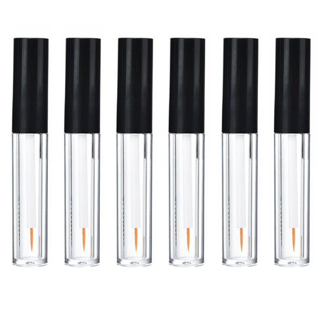 6PCS 0.06oz Empty Upscale Plastic Eyeliner Vials Tube Bottle Refillable Eyelash Growth Liquid Container Clear Mascara Bottle with Wand Applicators and Black Cap for Eyelash Eyebrow Growth Castor Oil