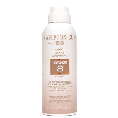 Hampton Sun SPF 8 Bronze Continuous Mist Sunscreen | Sunbathing Enhancer | Touch of Warm Bronze for an Instant, Radiant Glow | Antioxidant-Rich Moisture with Vitamin E + Aloe Vera | Oil-Free