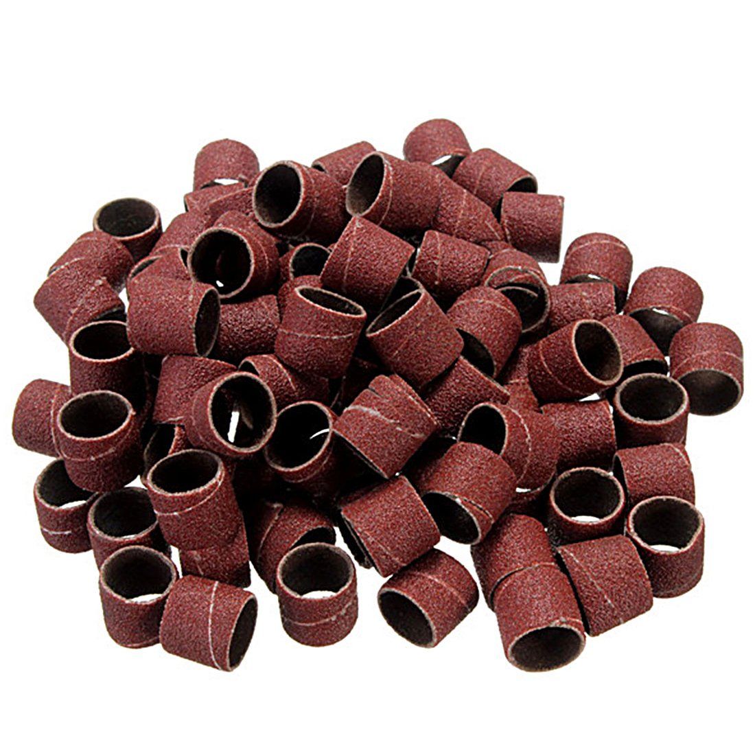 AKOAK 100 Pcs/Lot #120 Grit File Sand Piece Set Nail Art Professional Sanding Bands Brown Pieces Gel File Gel Polish Remover Manicure Pedicure Nail Machine Nail Tools