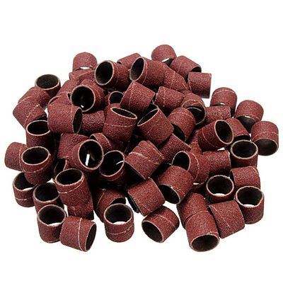 AKOAK 100 Pcs/Lot #120 Grit File Sand Piece Set Nail Art Professional Sanding Bands Brown Pieces Gel File Gel Polish Remover Manicure Pedicure Nail Machine Nail Tools